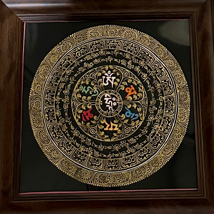 尼泊爾手繪曼陀羅唐卡 20x20cm (由康囊寧波車加持)