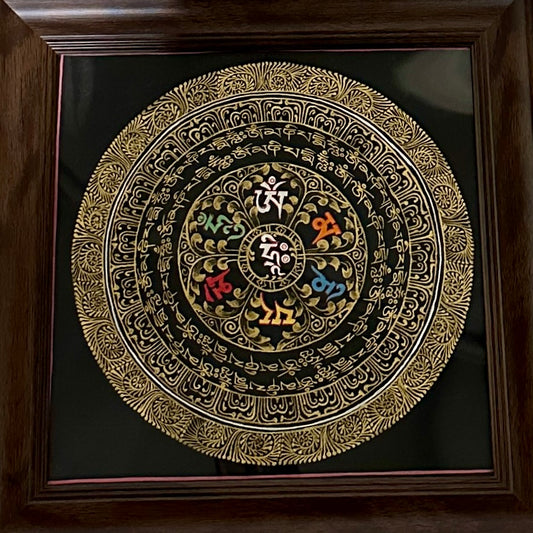 尼泊爾手繪曼陀羅唐卡 20x20cm (由康囊寧波車加持)