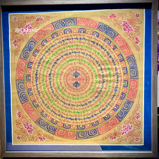 尼泊爾六字真言手繪唐卡 40x40cm (由康囊寧波車加持)