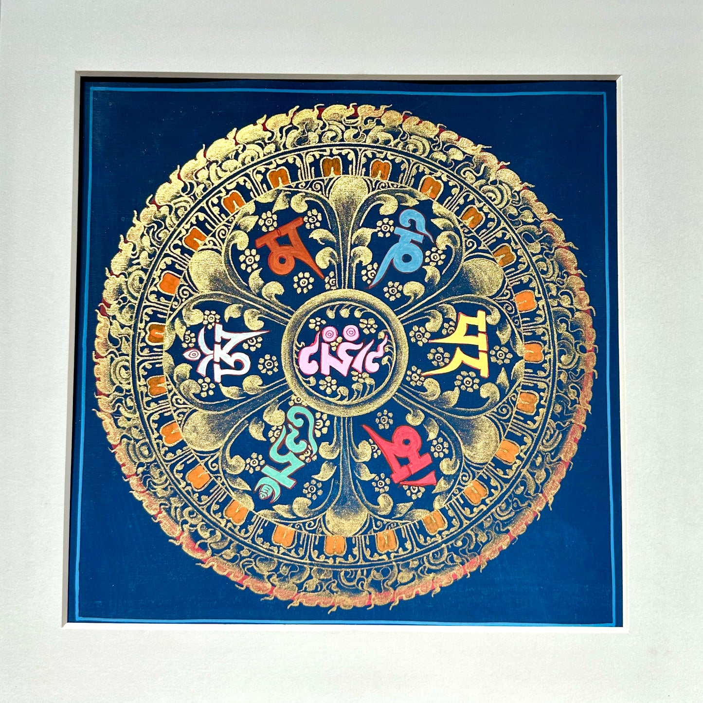 Nepal hand paint Thangka 尼泊爾手繪曼陀羅唐卡 Shakya muni Buddha mandala 20x20cm