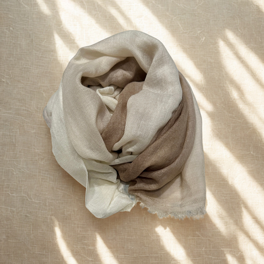 尼泊爾雙色薄身Baby Cashmere圍巾