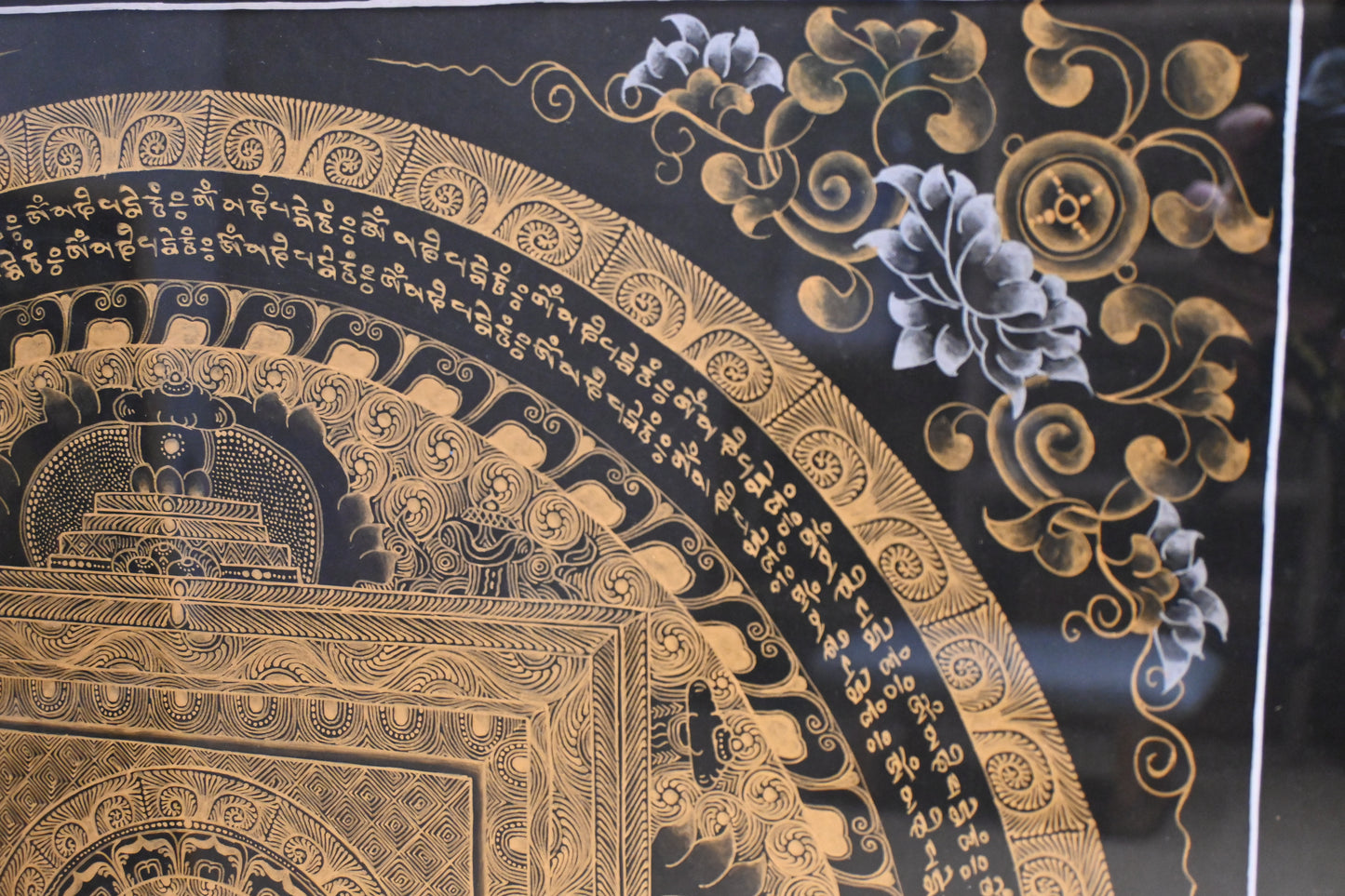 Nepal hand paint Thangka 尼泊爾手繪曼陀羅唐卡 Shakya muni Buddha mandala 49x49 cm