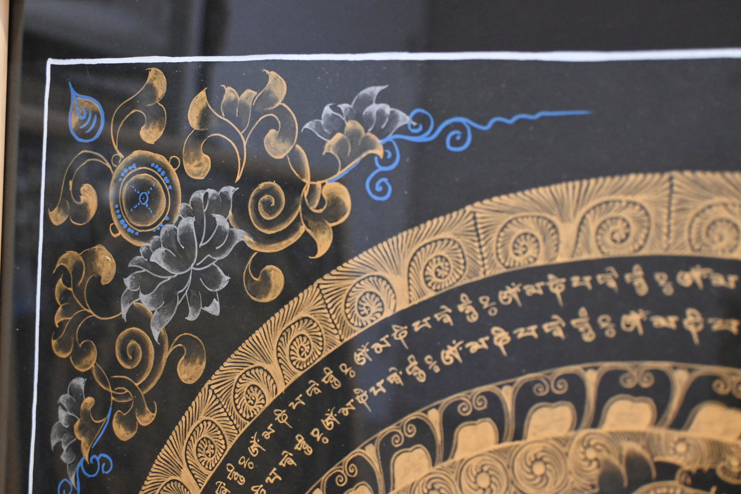 Nepal hand paint Thangka 尼泊爾手繪曼陀羅唐卡 Lotus mandala 49x49 cm
