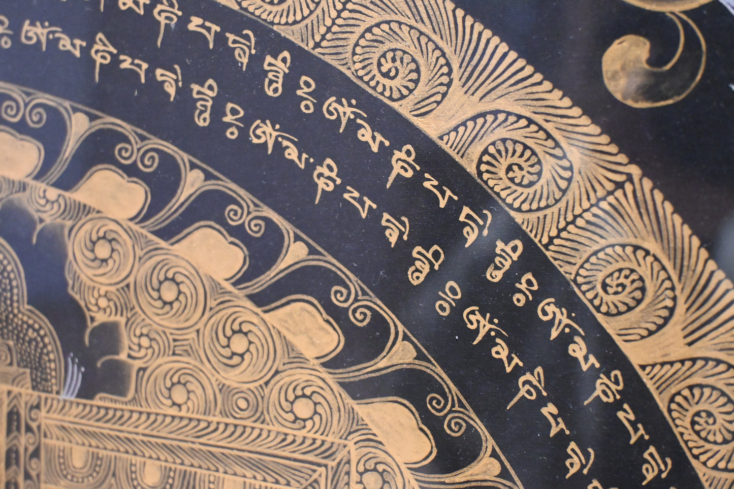 Nepal hand paint Thangka 尼泊爾手繪曼陀羅唐卡 Lotus mandala 49x49 cm