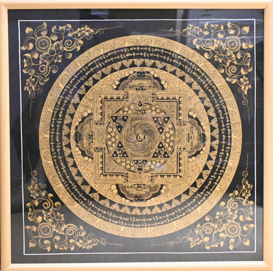 Nepal hand paint Thangka 尼泊爾手繪曼陀羅唐卡 Bhajra mandala 49x49 cm