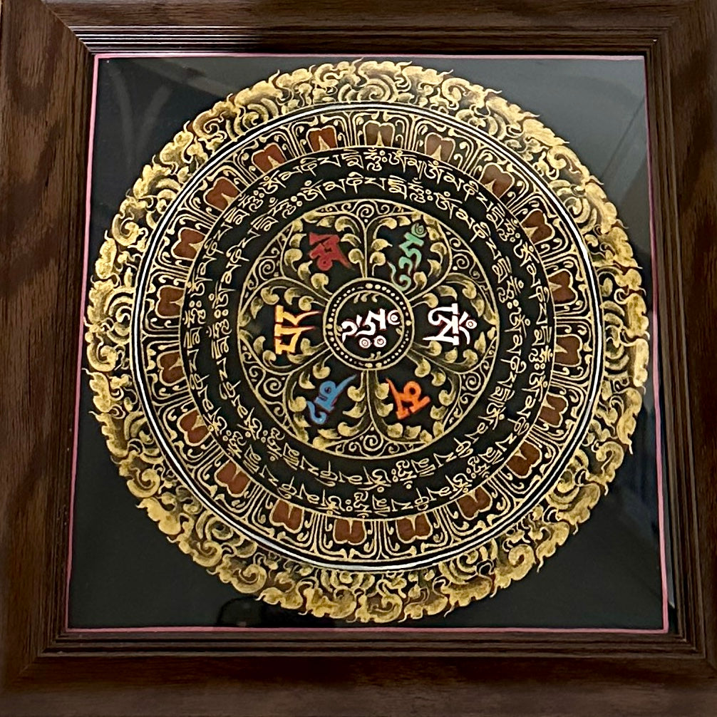 Nepal hand paint Thangka 尼泊爾手繪曼陀羅唐卡 Shakya muni Buddha mandala 20x20cm