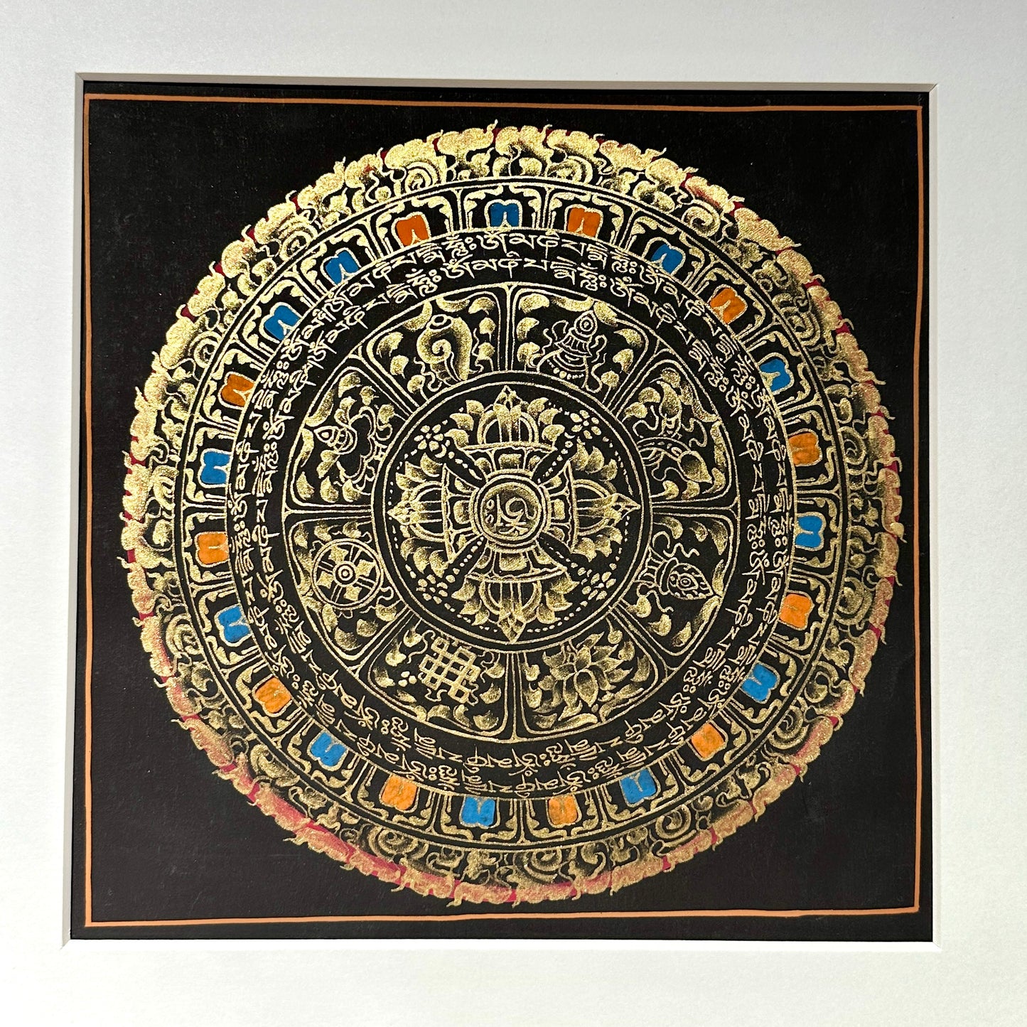 Nepal hand paint Thangka 尼泊爾手繪曼陀羅唐卡 Shakya muni Buddha mandala 20x20cm