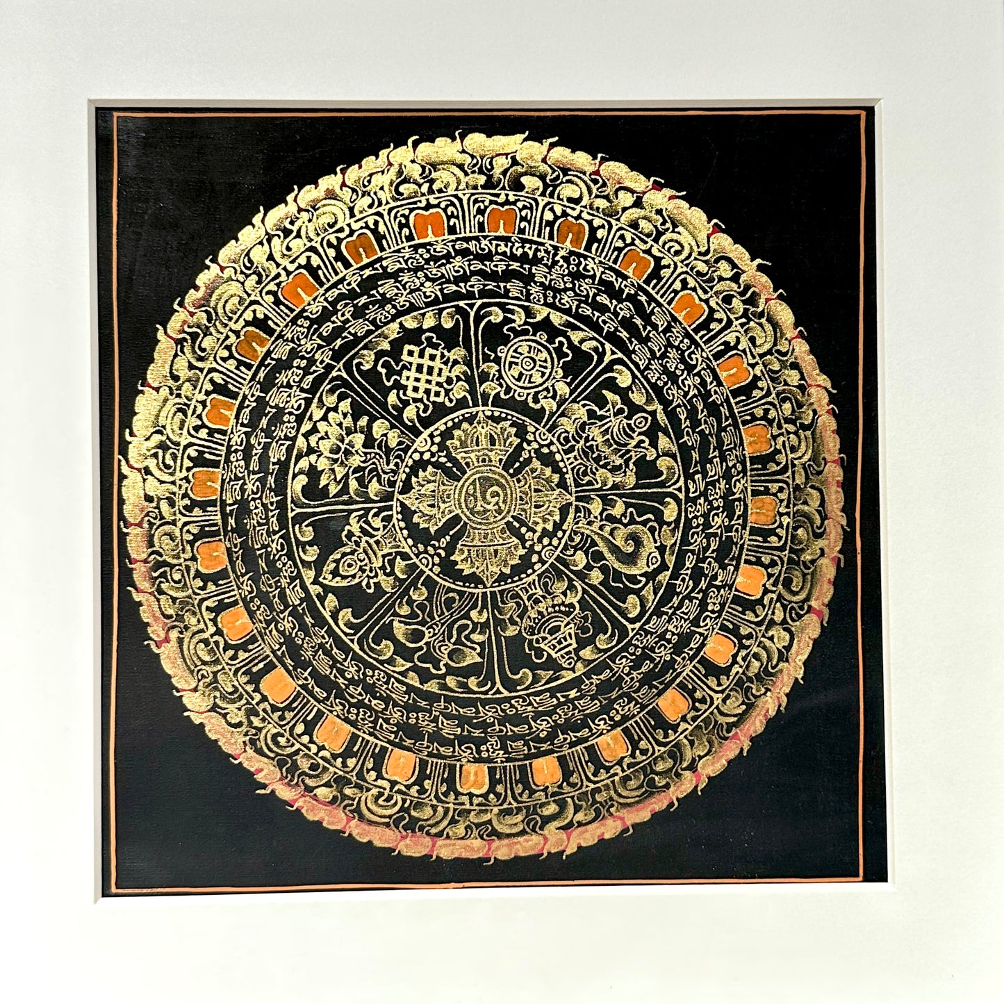 Nepal hand paint Thangka 尼泊爾手繪曼陀羅唐卡 Shakya muni Buddha mandala 20x20cm