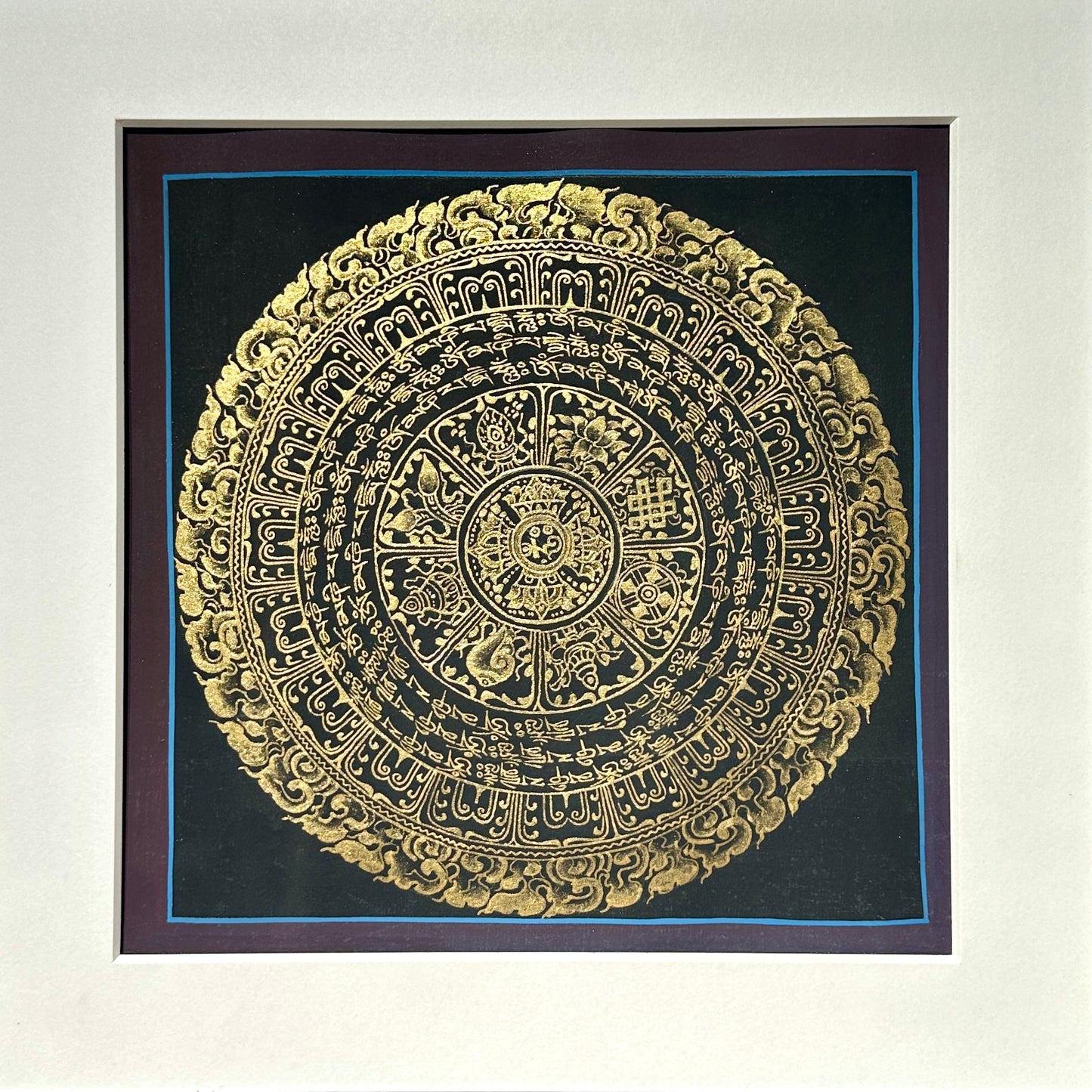 Nepal hand paint Thangka 尼泊爾手繪曼陀羅唐卡 Shakya muni Buddha mandala 20x20cm