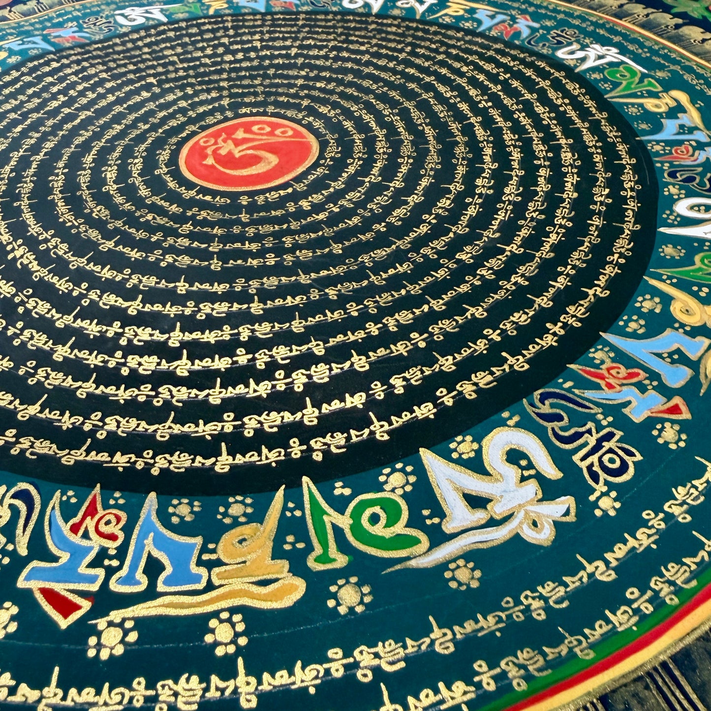 尼泊爾手繪曼陀羅唐卡 55x55 cm (由康囊寧波車加持)