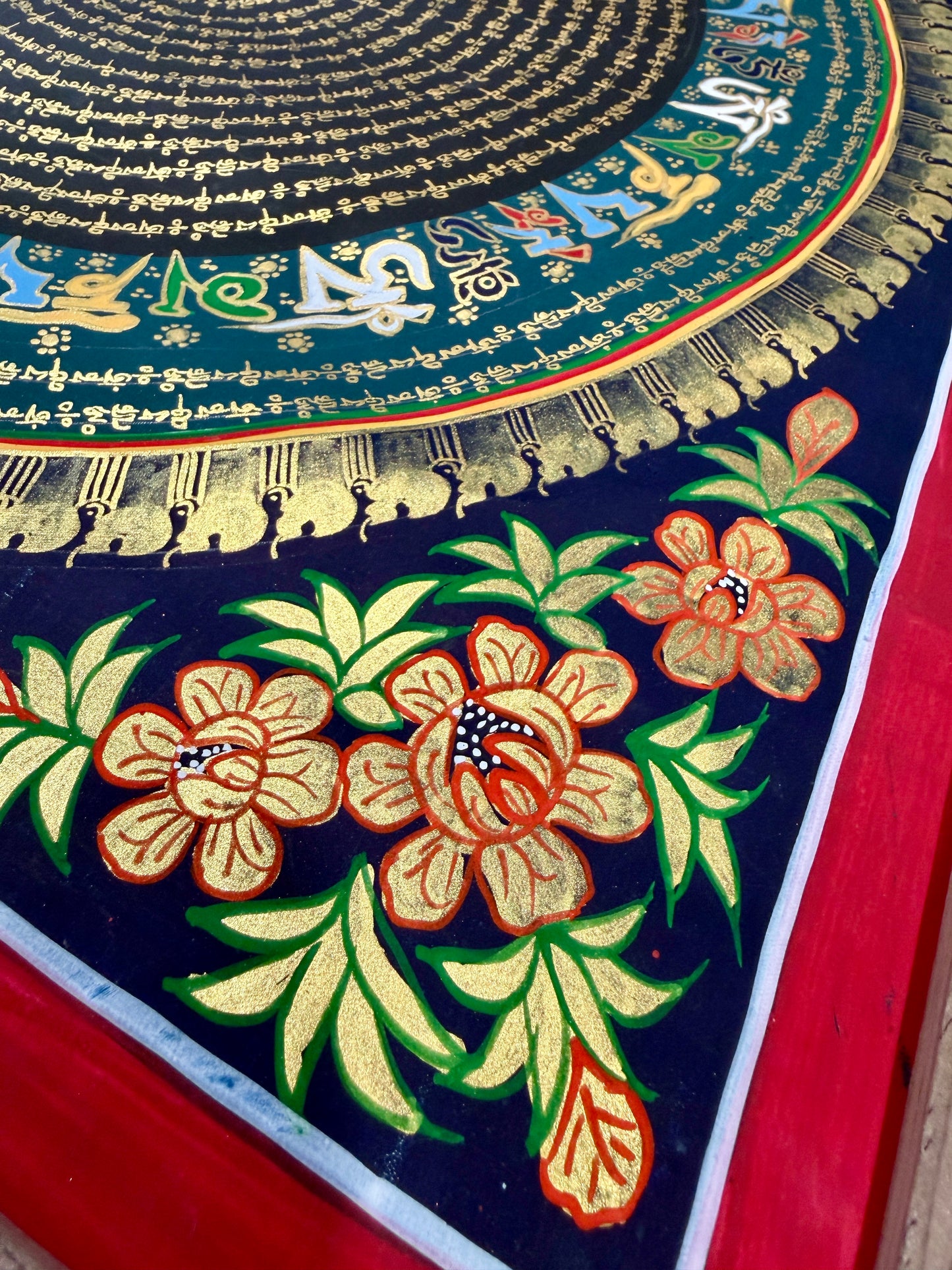 尼泊爾手繪曼陀羅唐卡 55x55 cm (由康囊寧波車加持)