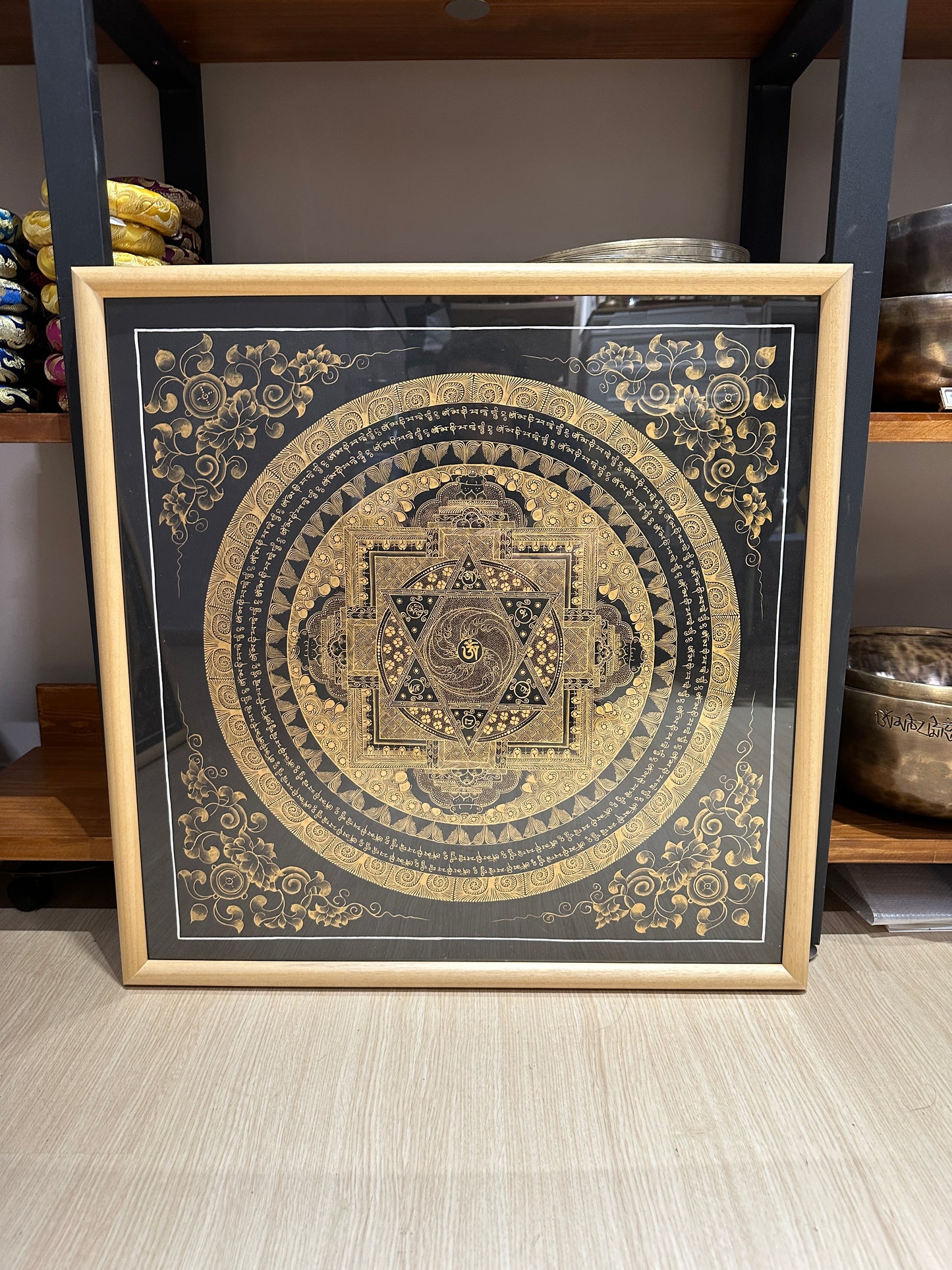 Nepal hand paint Thangka 尼泊爾手繪曼陀羅唐卡 Shakya muni Buddha mandala 49x49 cm