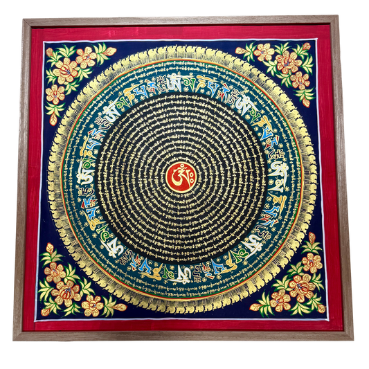 尼泊爾手繪曼陀羅唐卡 55x55 cm (由康囊寧波車加持)